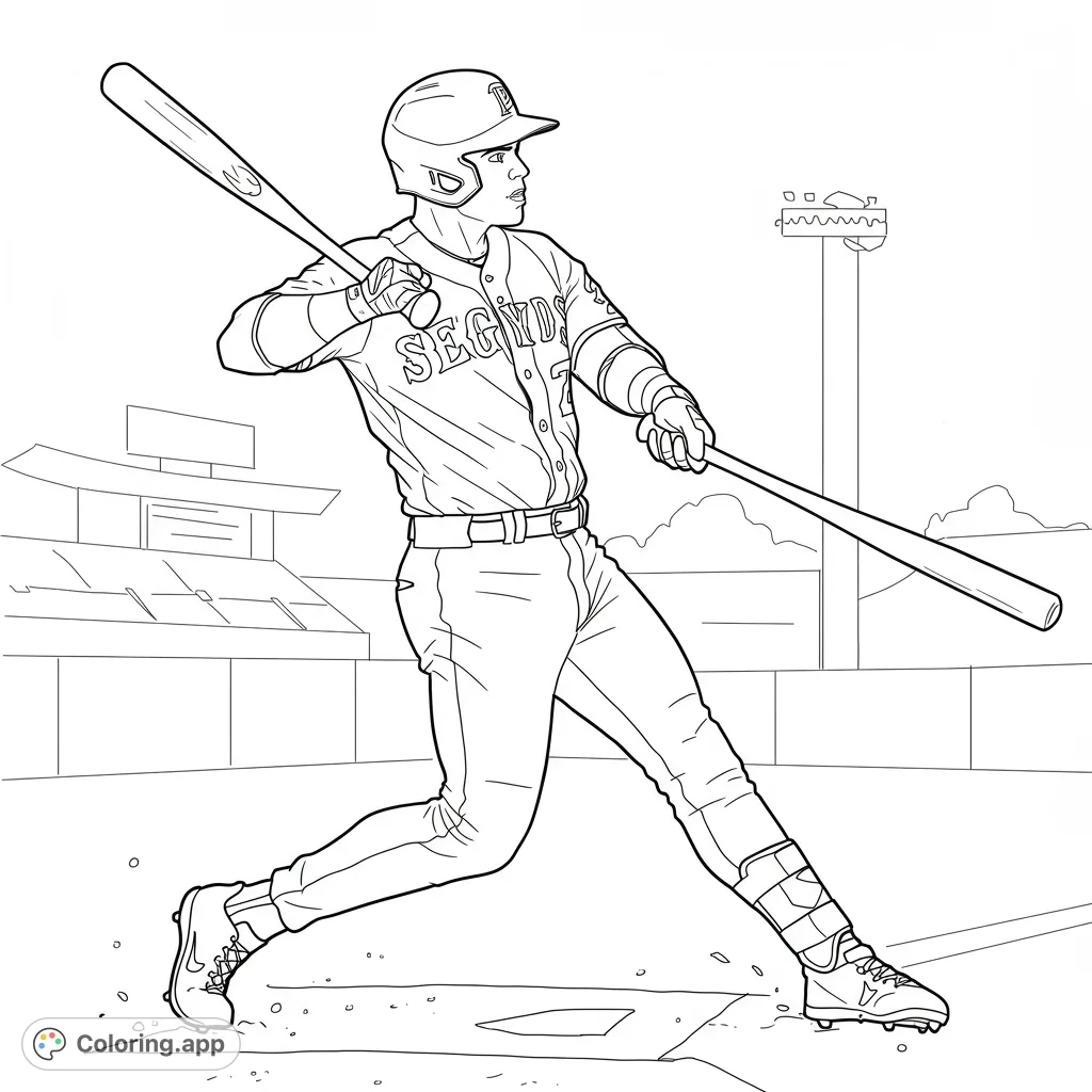 Capture the dynamic energy of Elly De La Cruz in action on the baseball field. A detailed, pure black and white line drawing perfect for sports fans.