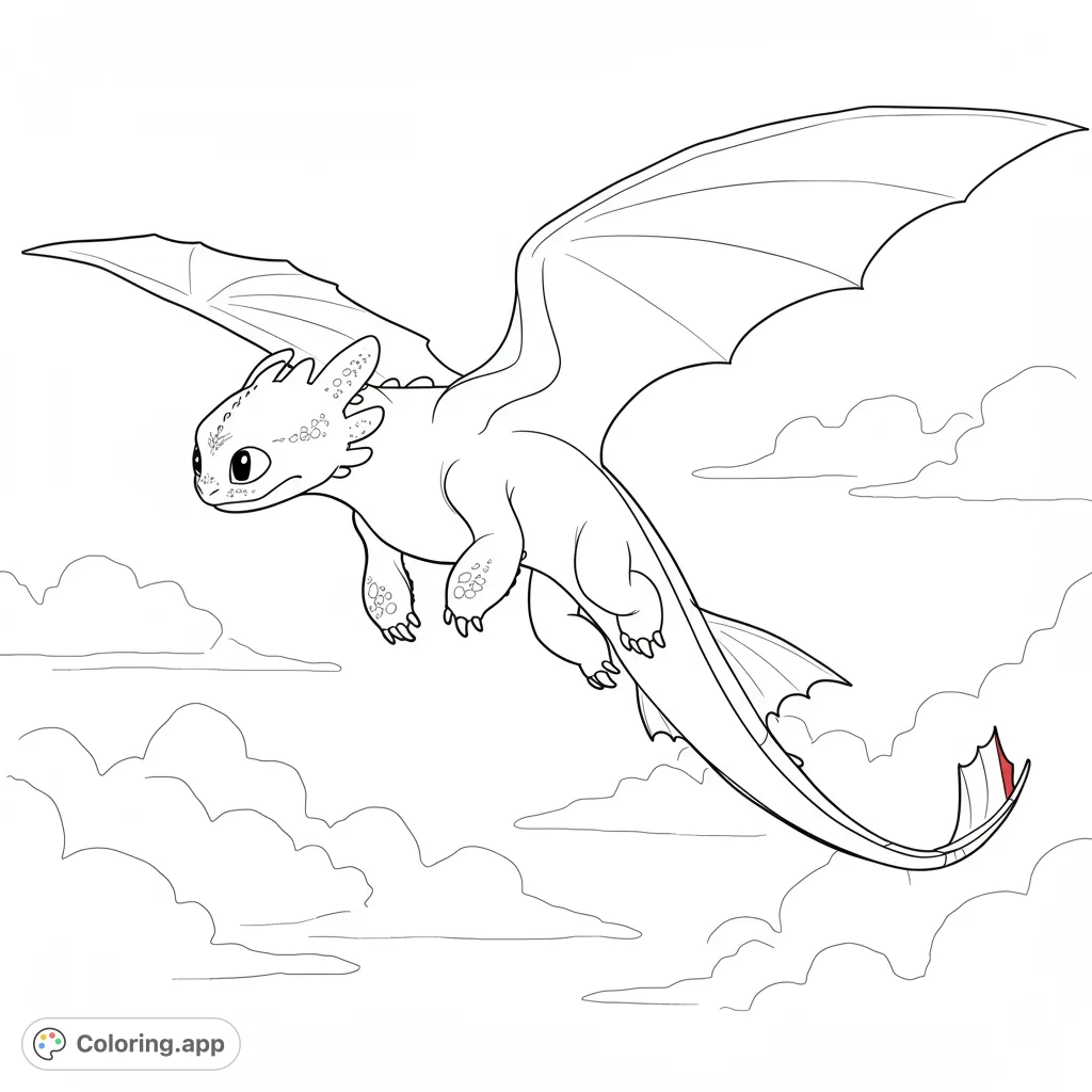 Unleash your creativity with this Toothless coloring page! A free printable dragon coloring page for fans of all ages.