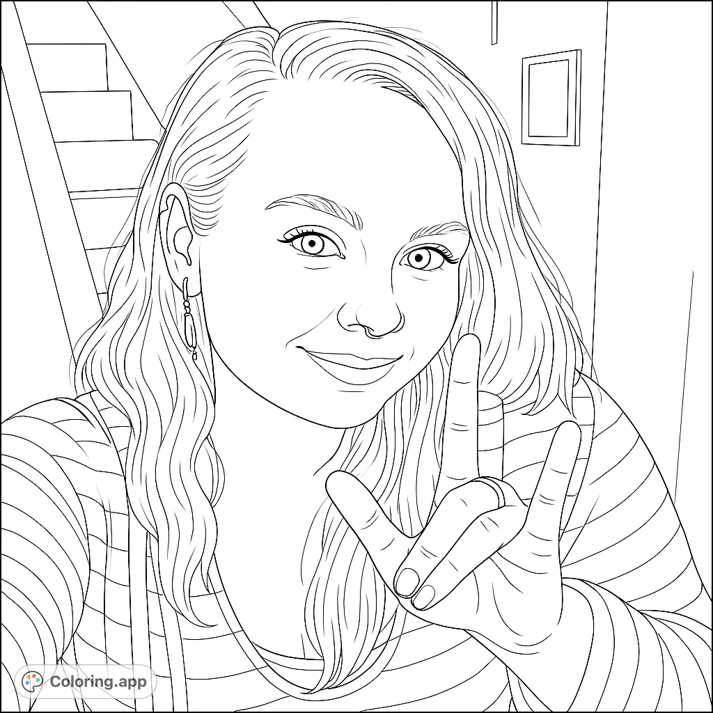 Woman Making ILY Sign Portrait