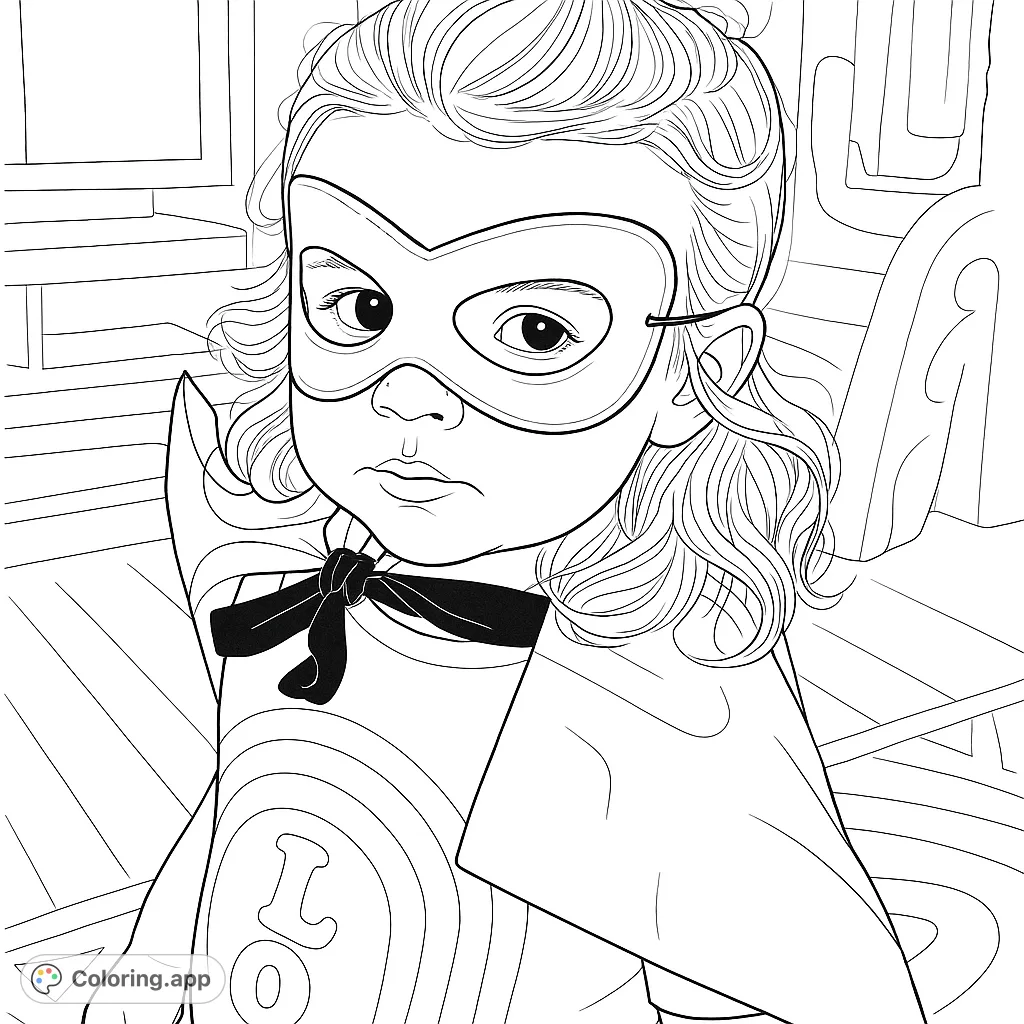 Unleash your inner hero with this adorable superhero child coloring page! Featuring a masked character ready for adventure and a fun rainbow design.