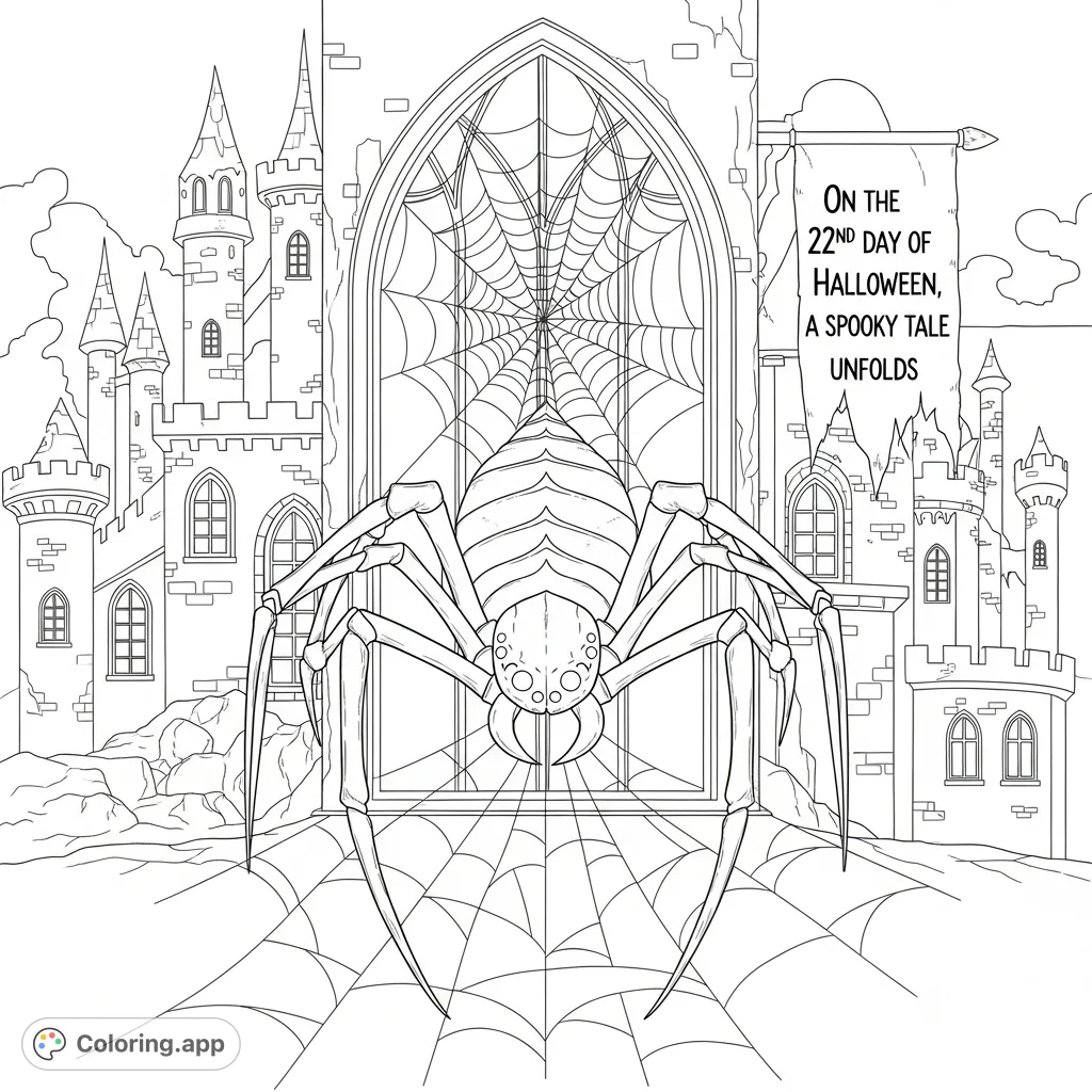 Embark on a chilling adventure with Shadownight, a mysterious spider, amidst the crumbling turrets and intricate webs of her haunted castle.