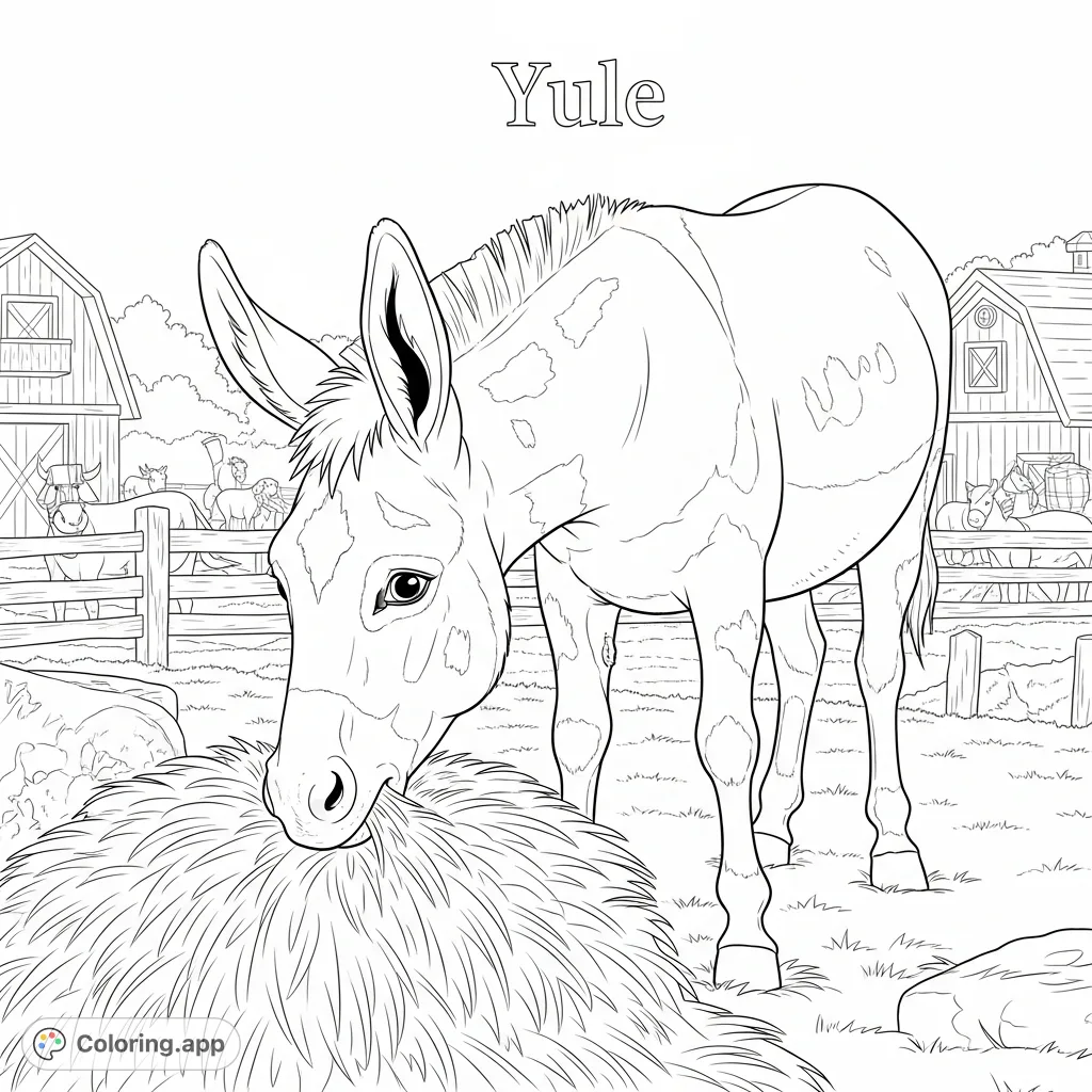 Yule the Donkey at the Farm - Coloring.app