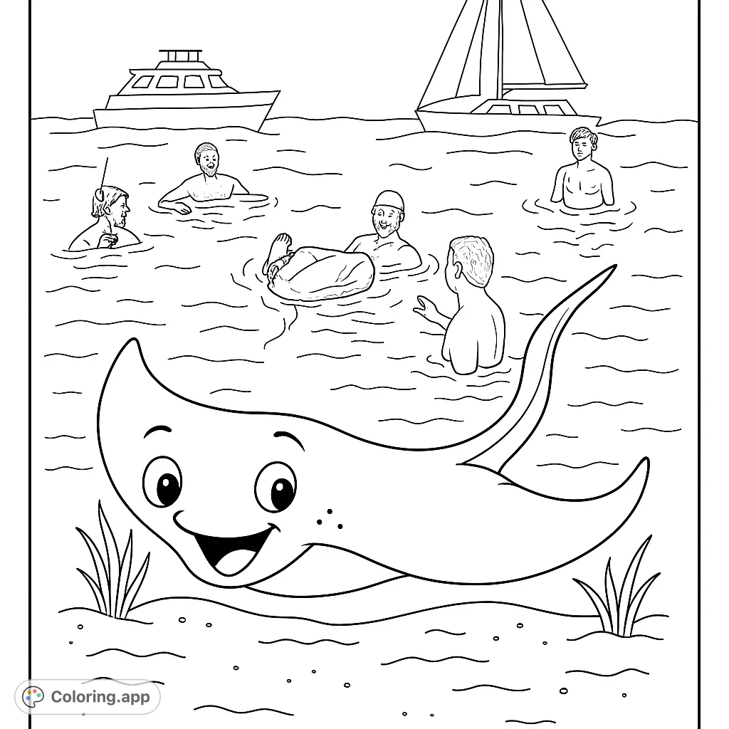Ocean Adventure with Friendly Ray - Coloring.app