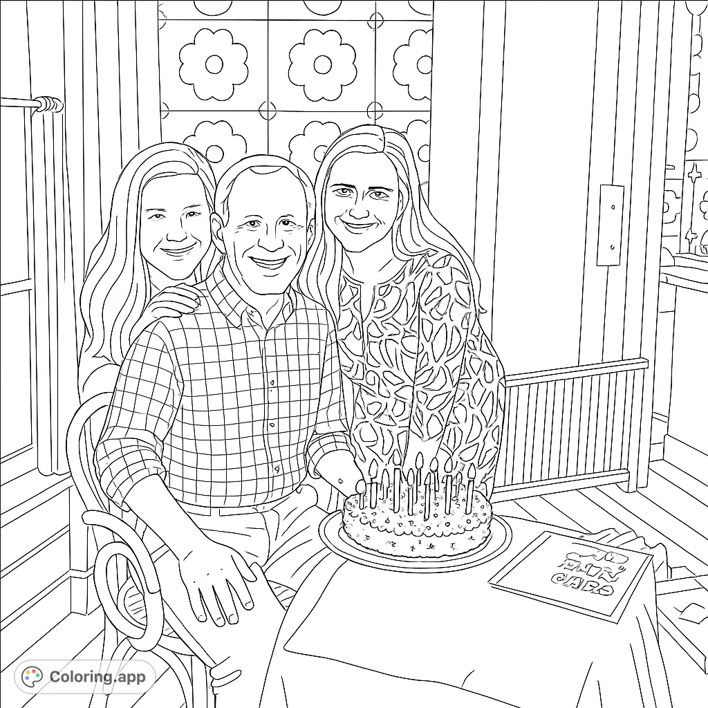 Celebrate family bonds with this heartwarming birthday scene. A joyful group gathers around a cake, ready for a colorful celebration. Perfect for all ages!