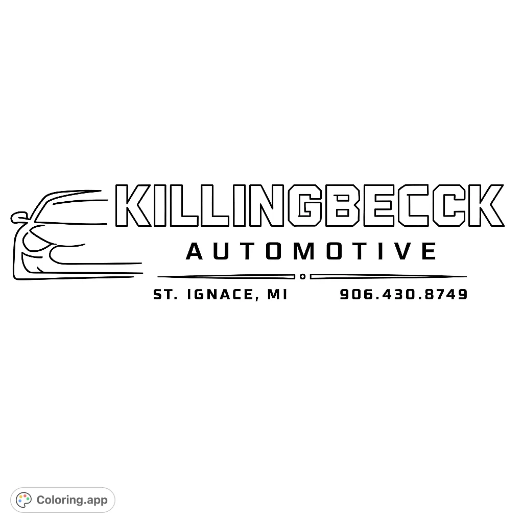 A dynamic sports car outline, perfect for car enthusiasts. Features sleek lines, detailed headlights, and a sense of speed for a fun coloring experience.