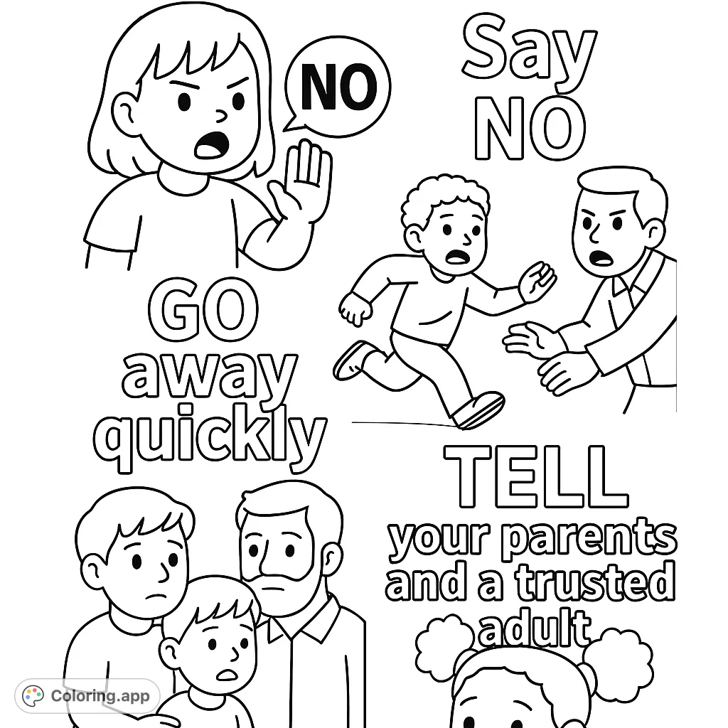 Kids' Safety Tips Coloring Page