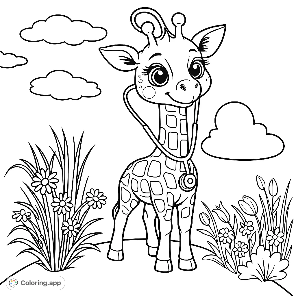 Giraffe Doctor in the Meadow