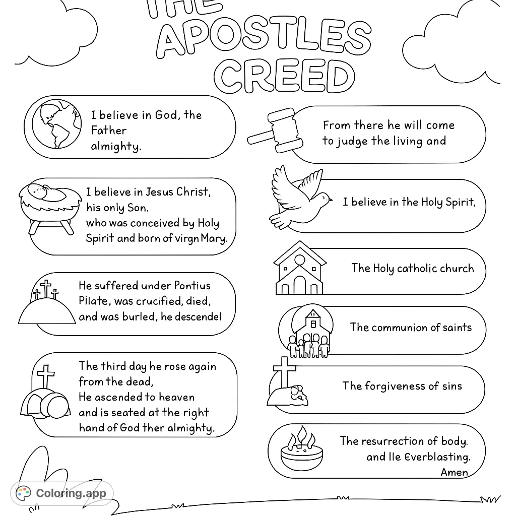 Apostles Creed Coloring Page for Kids