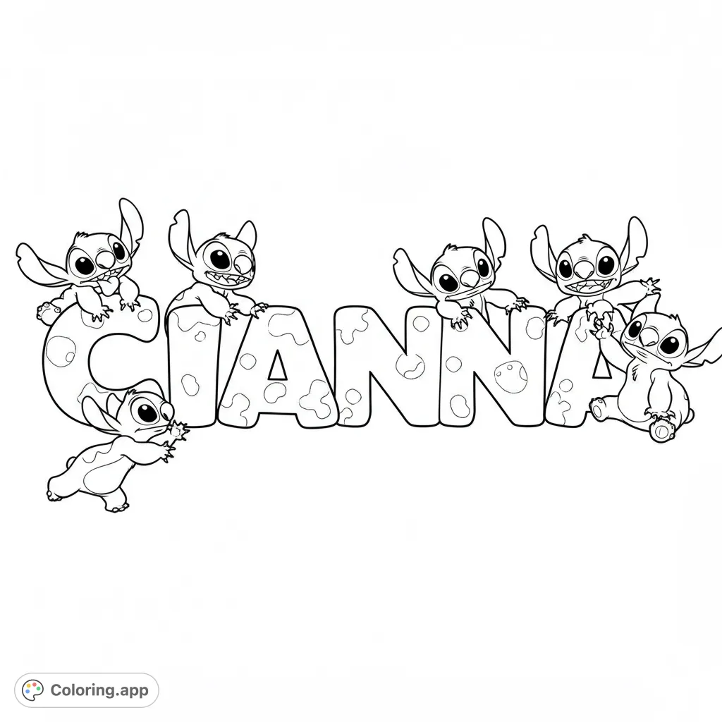 Cianna and Stitch Coloring Page
