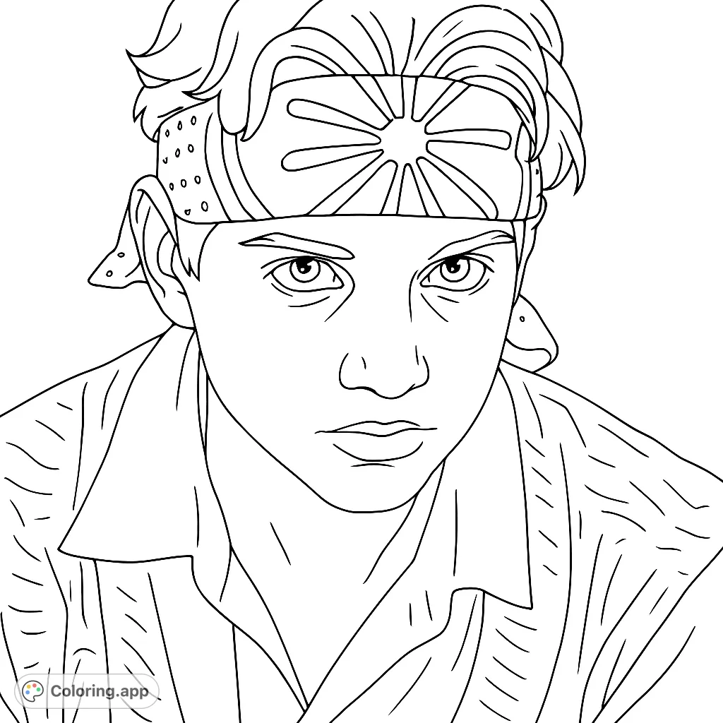 Color a determined martial arts student with a classic headband. A free printable martial arts coloring page for fans of all ages.