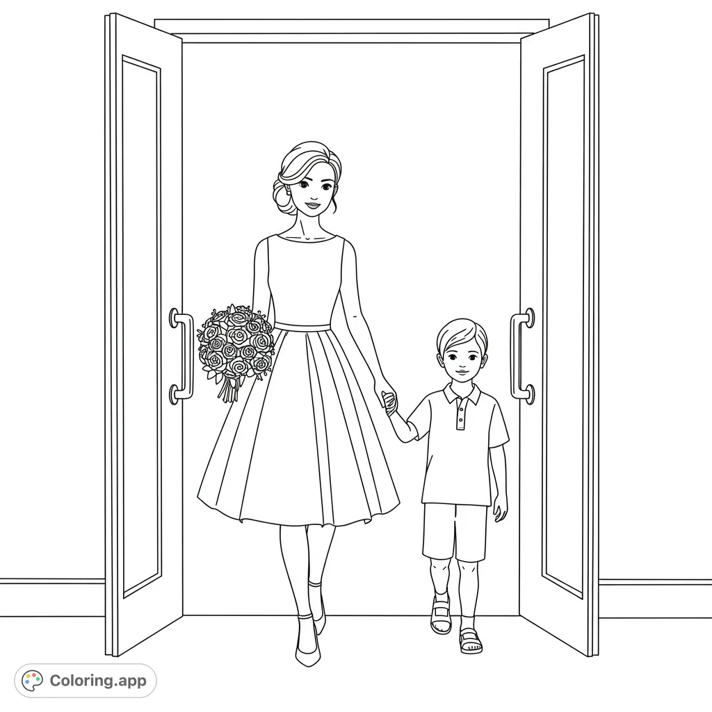 Bride and Boy: Walking Through Doors