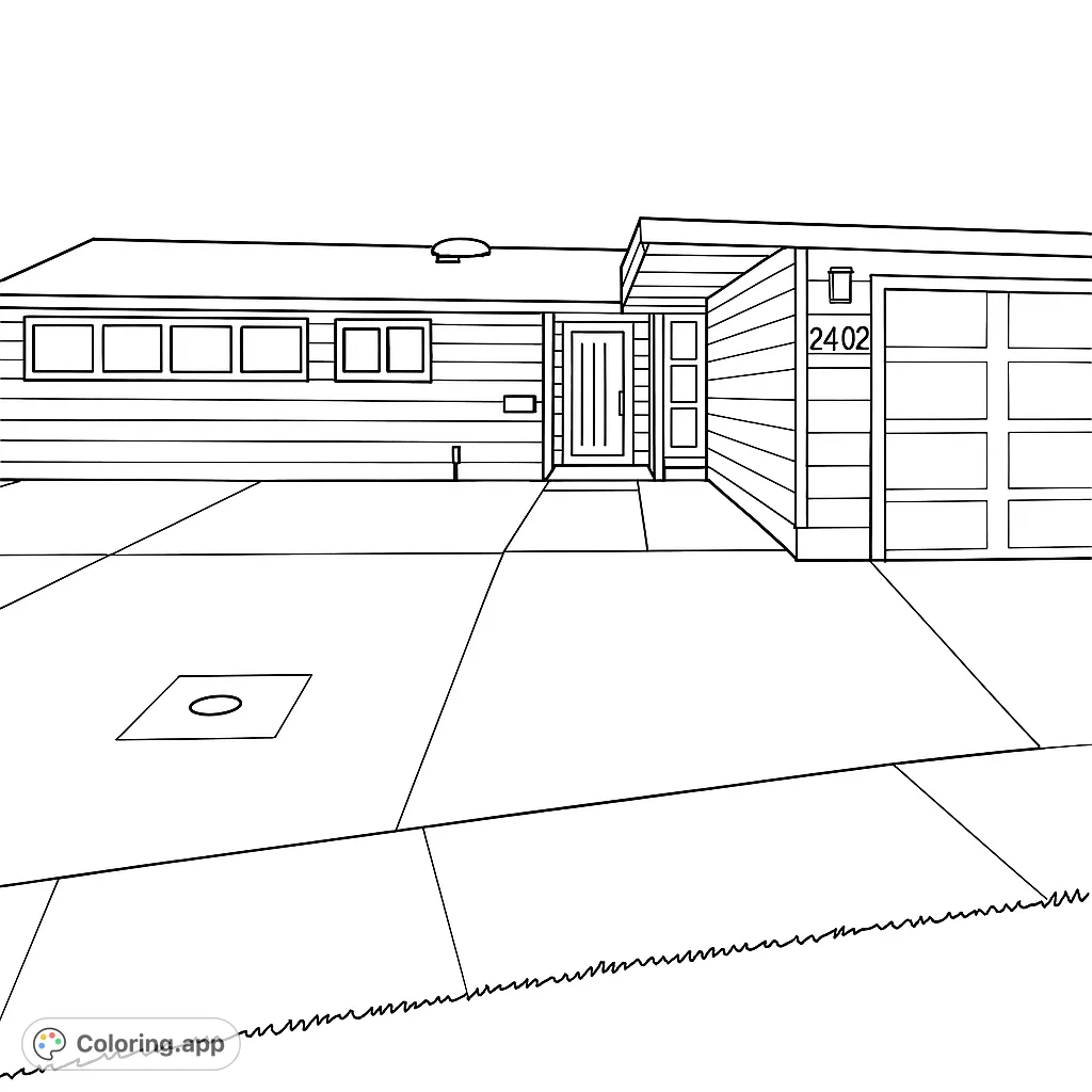 A contemporary house with a spacious driveway and garage, perfect for adding your personal touch to a classic suburban scene.