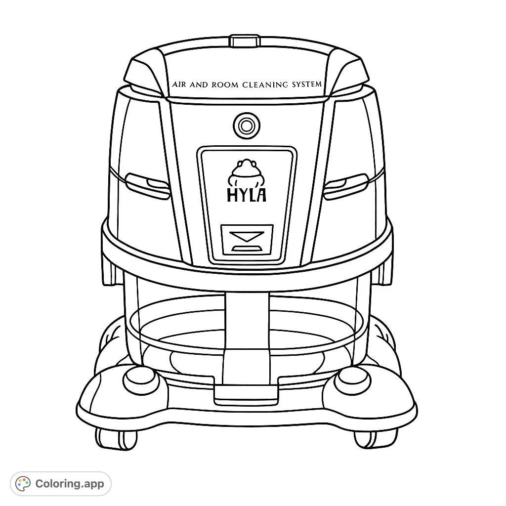 Color a sleek, modern air and room cleaning system. A detailed appliance coloring page, perfect for tech enthusiasts and clean home themes.