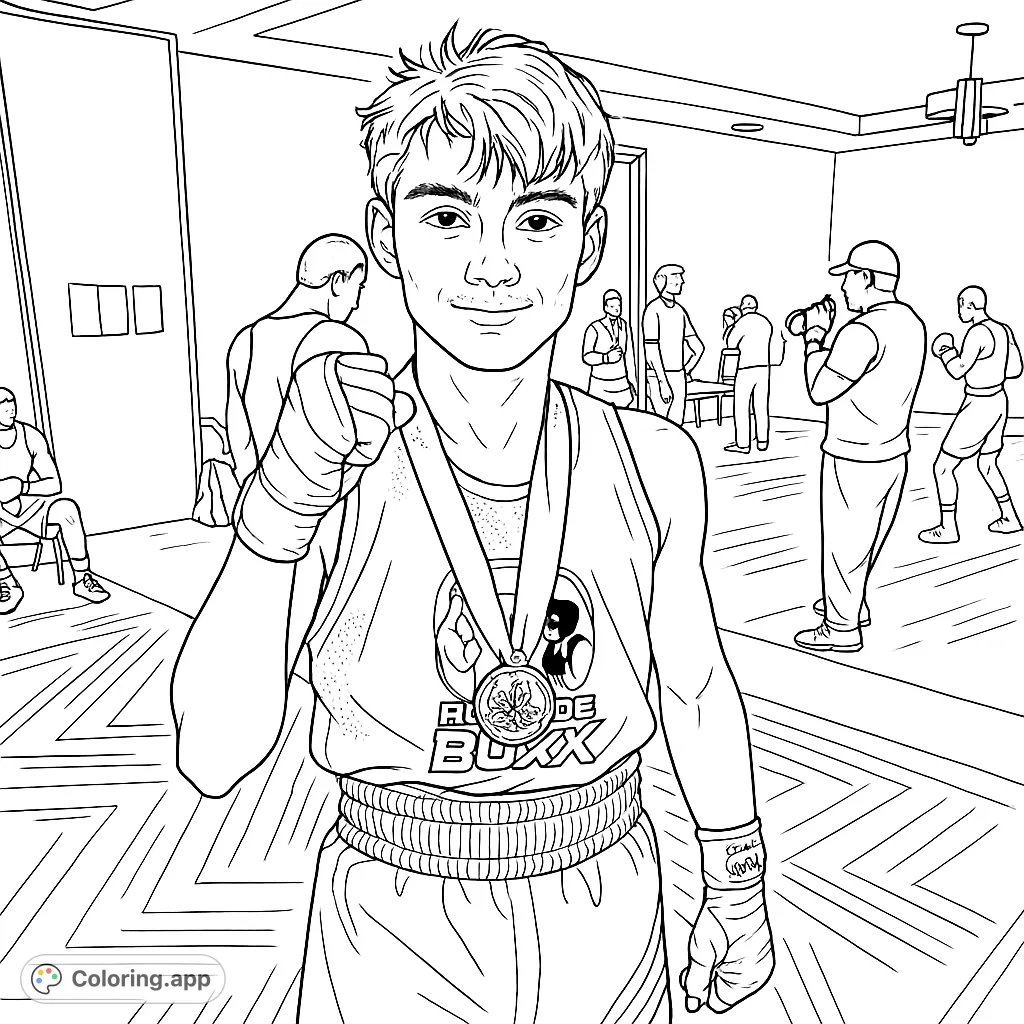 Young Boxer With Bronze Medal