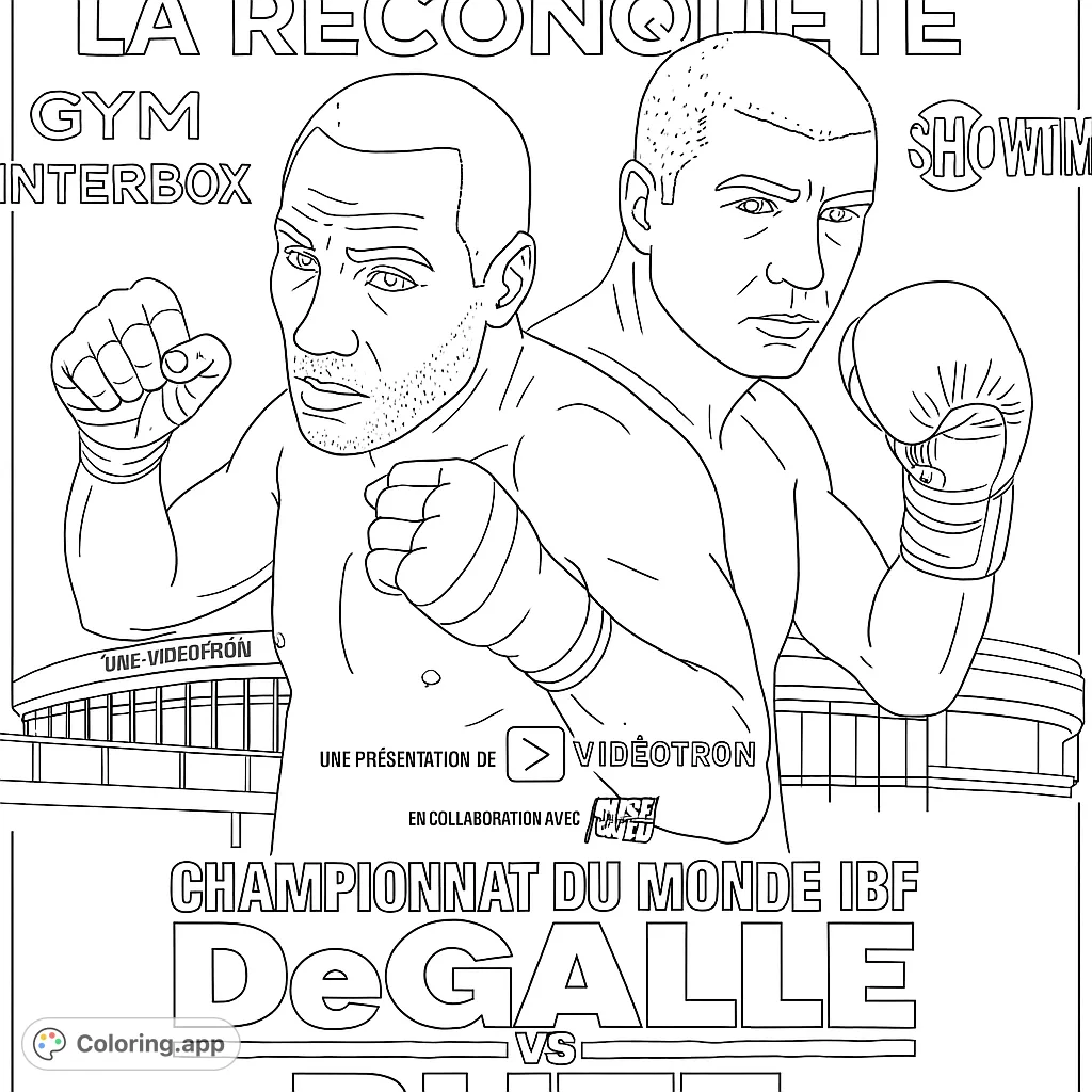 Dynamic boxing scene featuring two determined fighters ready for action, with a stadium background. Perfect for sports enthusiasts and aspiring champions.