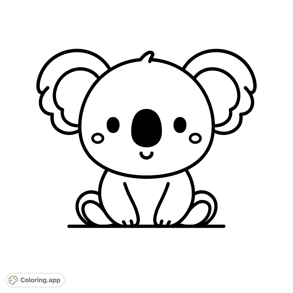 An adorable koala character sits patiently, ready for a splash of color. Perfect for a cute koala coloring page, free printable coloring page fun!