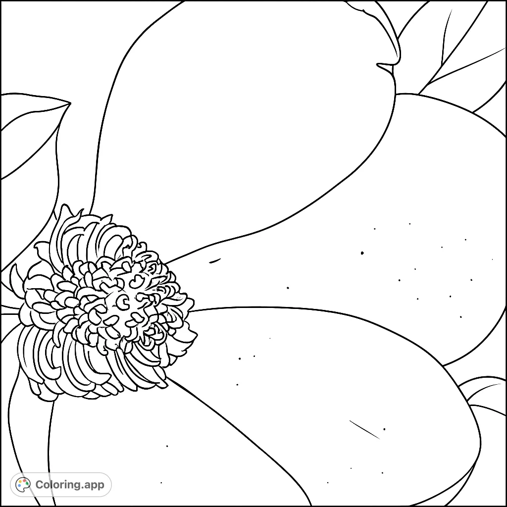 Discover the beauty of nature with this elegant magnolia bloom coloring page. Features intricate flower details and broad petals, perfect for a relaxing coloring experience.