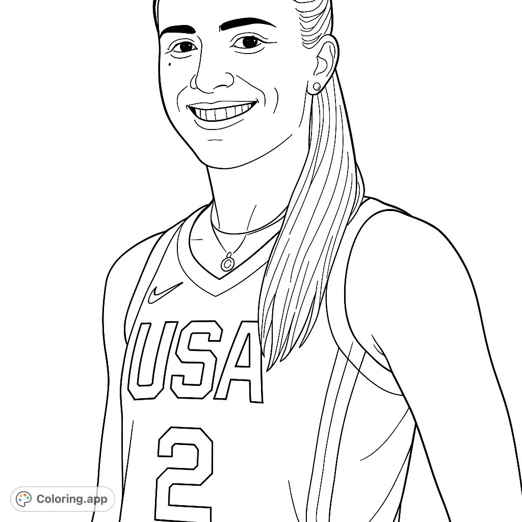 A smiling female athlete in a jersey with "USA" across the chest. Perfect for sports fans and aspiring athletes.