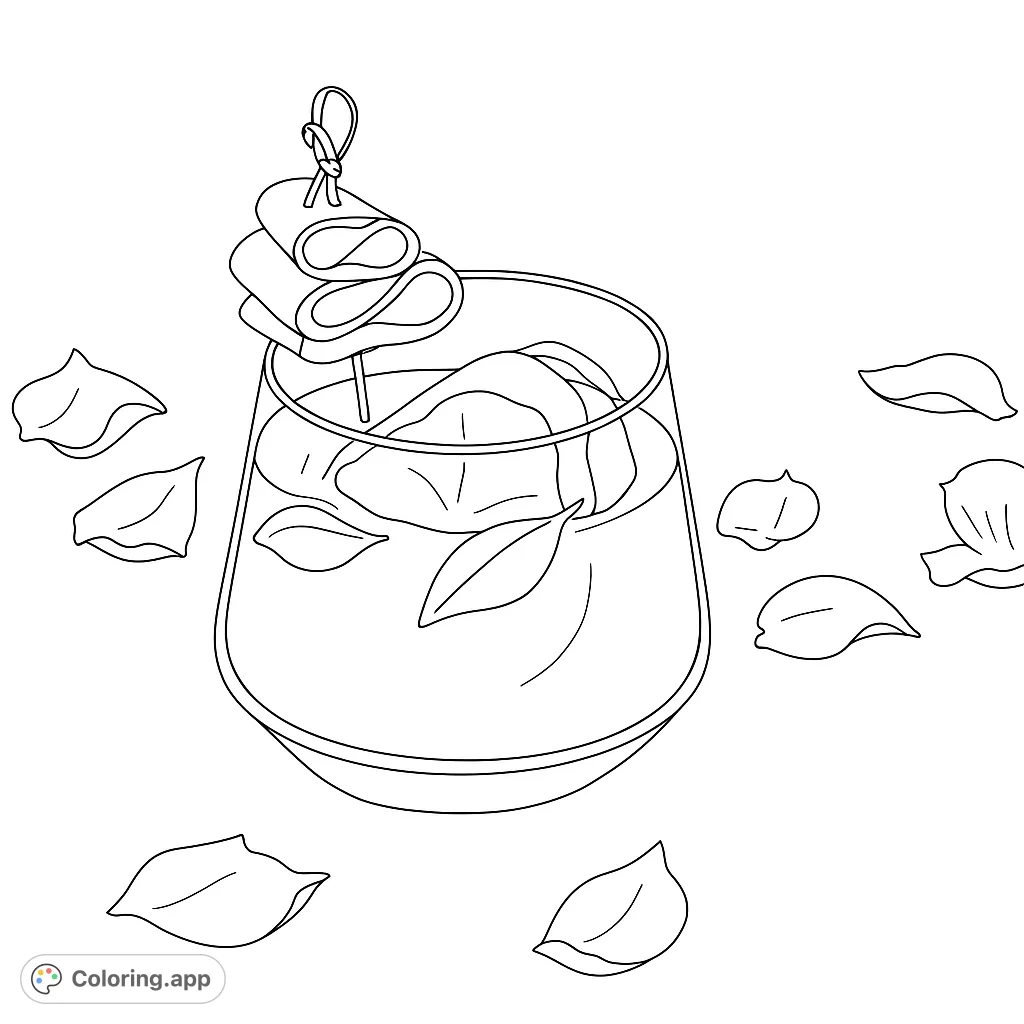 Cucumber Mint Cocktail Coloring Page
