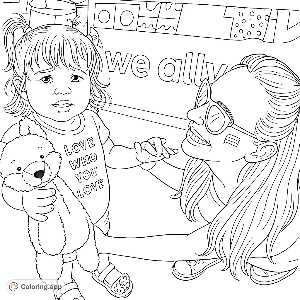 A heartwarming scene of a child holding a plush fox, interacting with a smiling adult. Perfect for celebrating love and connection.