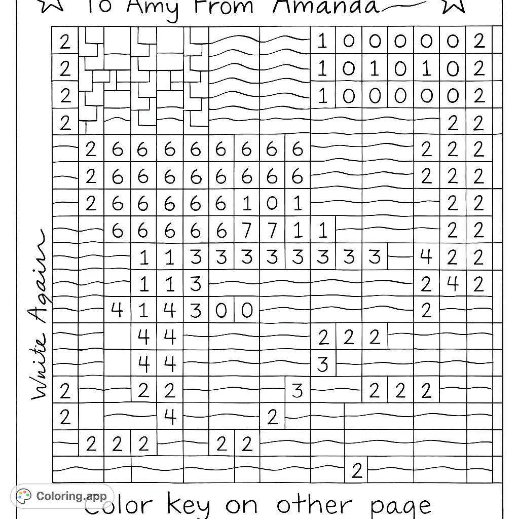 Engaging pixel art number grid coloring page with a hidden image. Free printable fun for all ages to reveal a surprise.