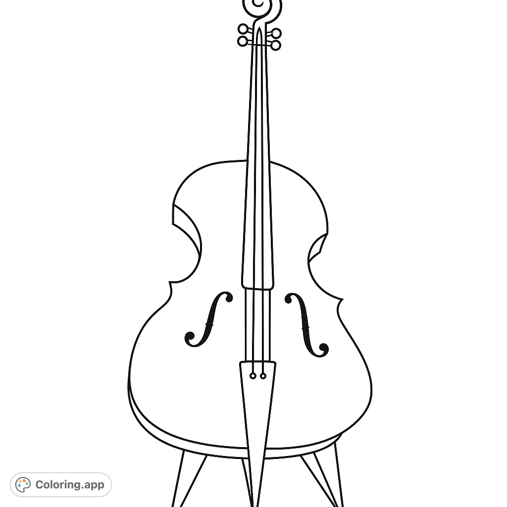 A beautiful cello coloring page, perfect for music lovers. Features a classic string instrument with intricate details, ready for your creative touch.