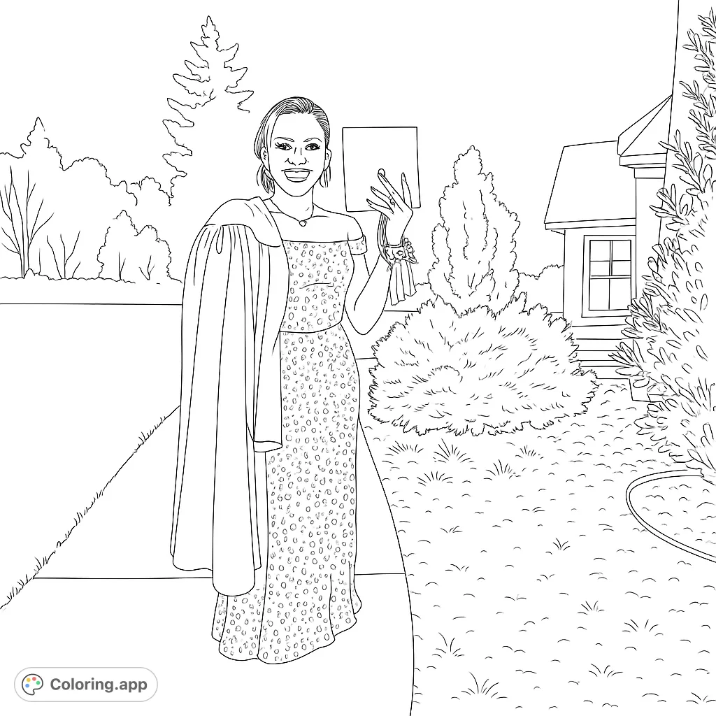 Celebrate achievement with this graduation coloring page! A happy graduate in gown and cap, ready for a bright future. Perfect for all ages.