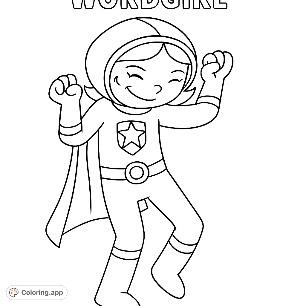 Unleash your creativity with this Wordgirl coloring page! A dynamic superhero character ready for action, perfect for young fans.