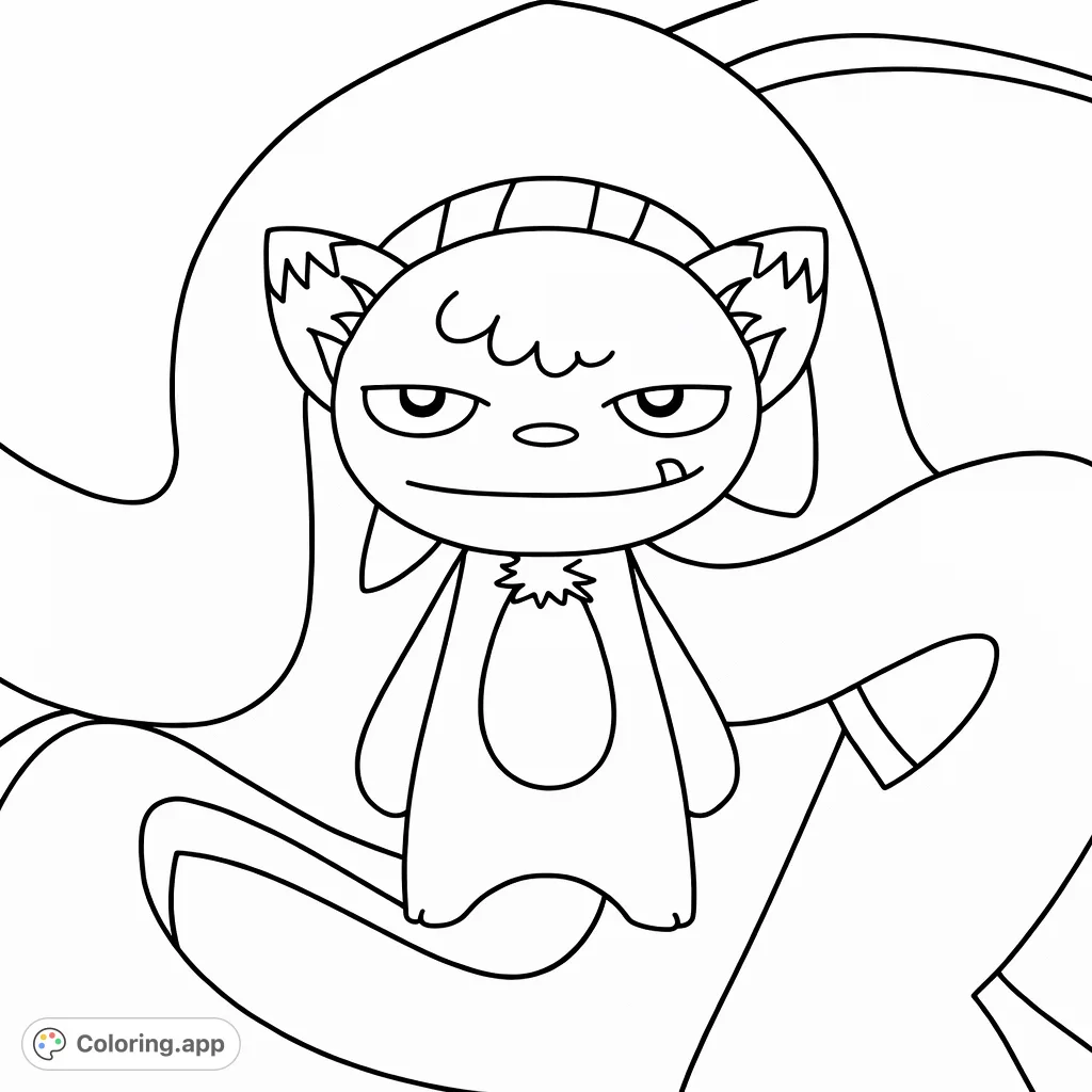 Discover a quirky, suspicious-looking creature on an abstract background. Perfect for a fun, imaginative coloring adventure!