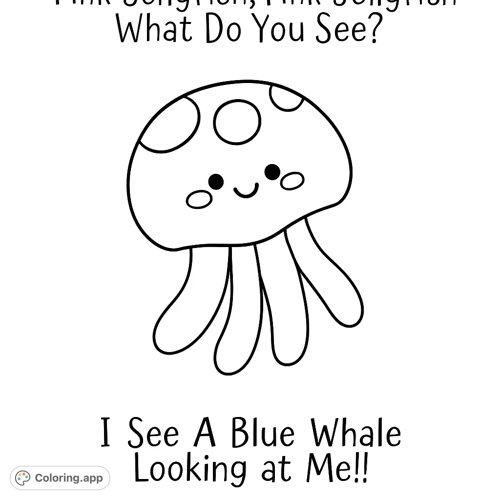 Dive into fun with this adorable smiling jellyfish coloring page! Perfect for young artists to explore ocean colors and simple shapes.