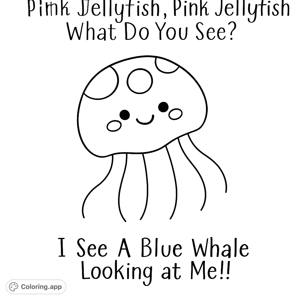 Dive into fun with this adorable smiling jellyfish coloring page! Perfect for young artists to explore ocean colors and simple shapes.