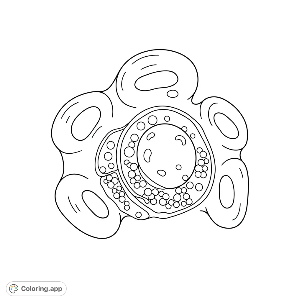 Explore the microscopic world with this detailed white blood cell coloring page. Perfect for learning about biology and human anatomy.