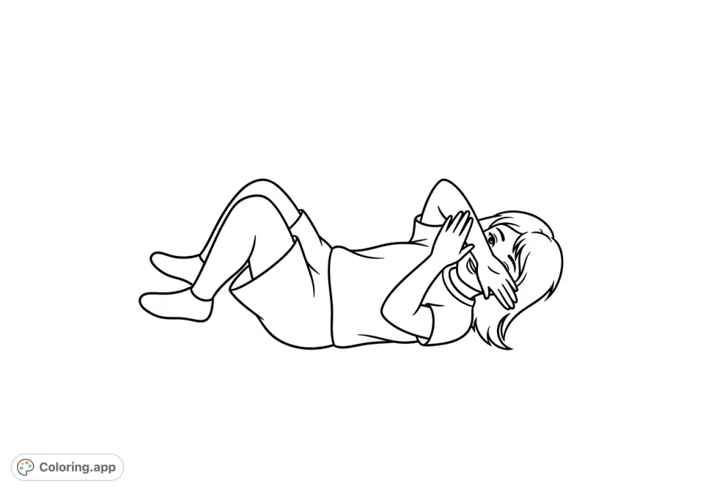 A dynamic coloring page featuring a girl demonstrating the 'Stop, Drop, and Roll' fire safety technique. An engaging and educational activity.