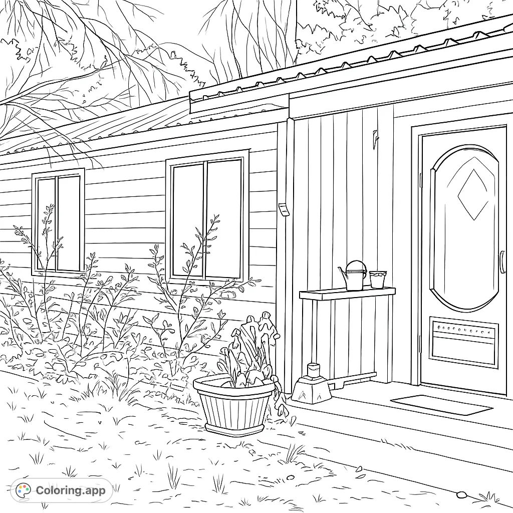 Rustic House Coloring Pages Rustic House and Garden - Coloring.app