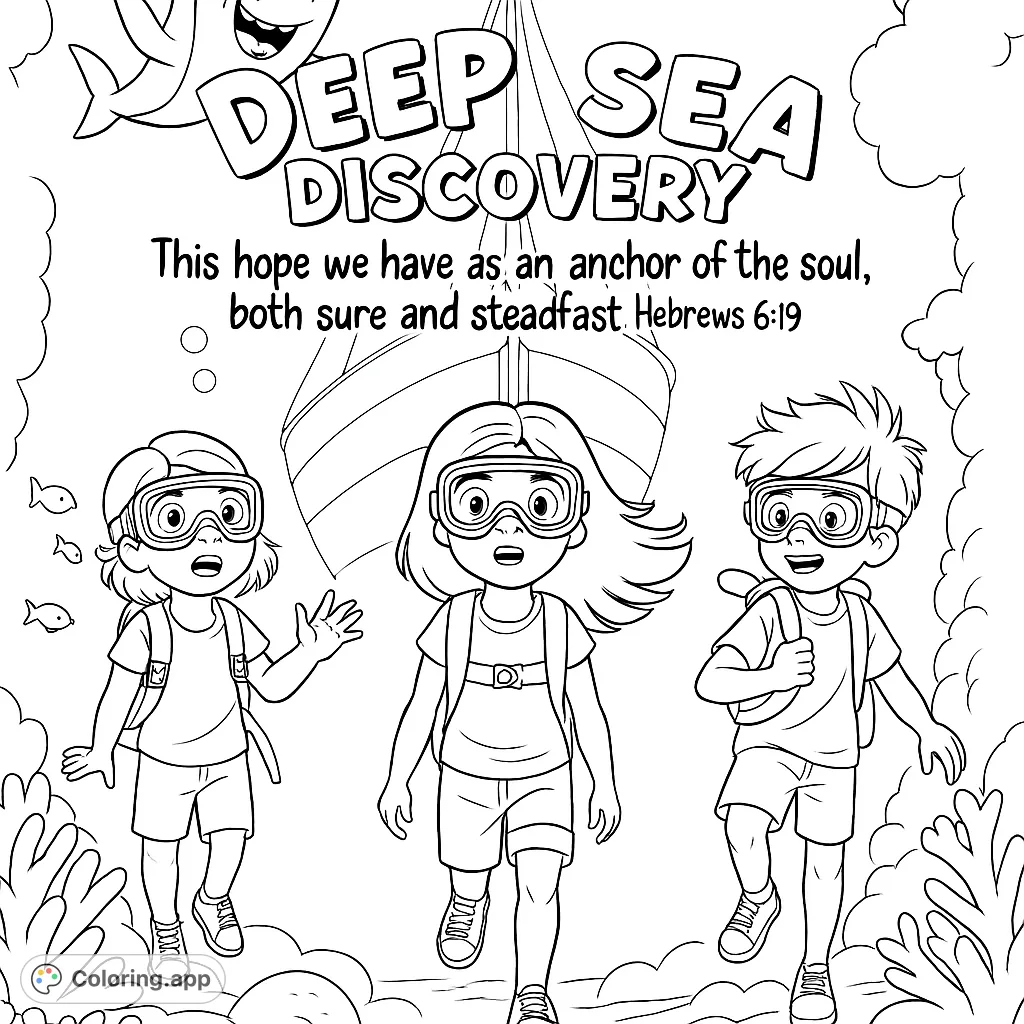 Dive into an exciting deep sea discovery with three adventurous kids, a friendly shark, and a mysterious shipwreck. Perfect for ocean explorers!