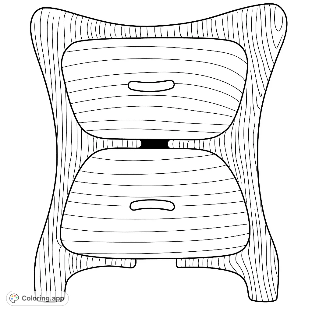 Color a beautifully crafted wooden keepsake box with two curved drawers, featuring a unique hourglass design. A free printable coloring page for all ages.