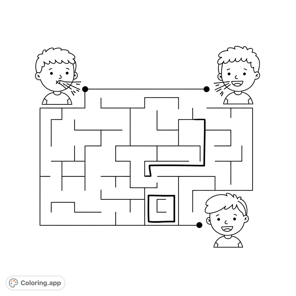 Navigate a fun, cartoony maze from mouth-open to mouth-closed breathing. A simple, engaging activity for kids to learn healthy habits.