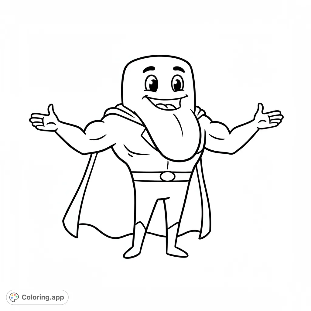 Meet MYO, the heroic tongue character with a cape and strong arms, inviting you to a world of color and adventure! A fun, simple design for all ages.