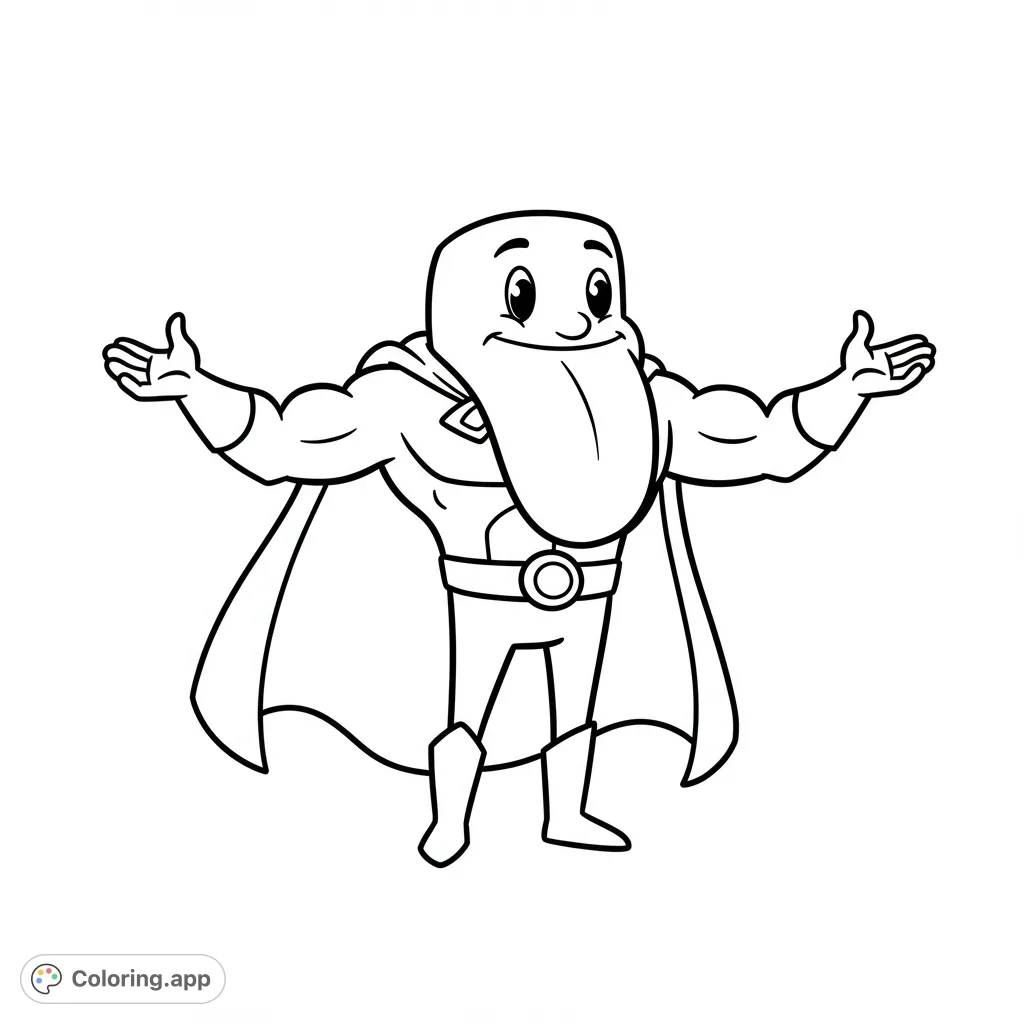 Meet MYO, the heroic tongue character with a cape and strong arms, inviting you to a world of color and adventure! A fun, simple design for all ages.