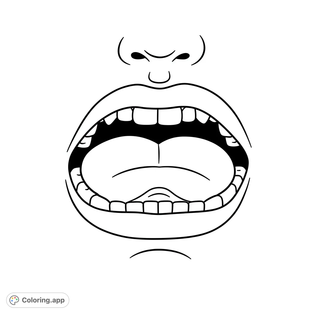 Explore a unique tongue cave myofunctional exercise coloring page. A free printable coloring page for kids and adults, perfect for learning and fun.