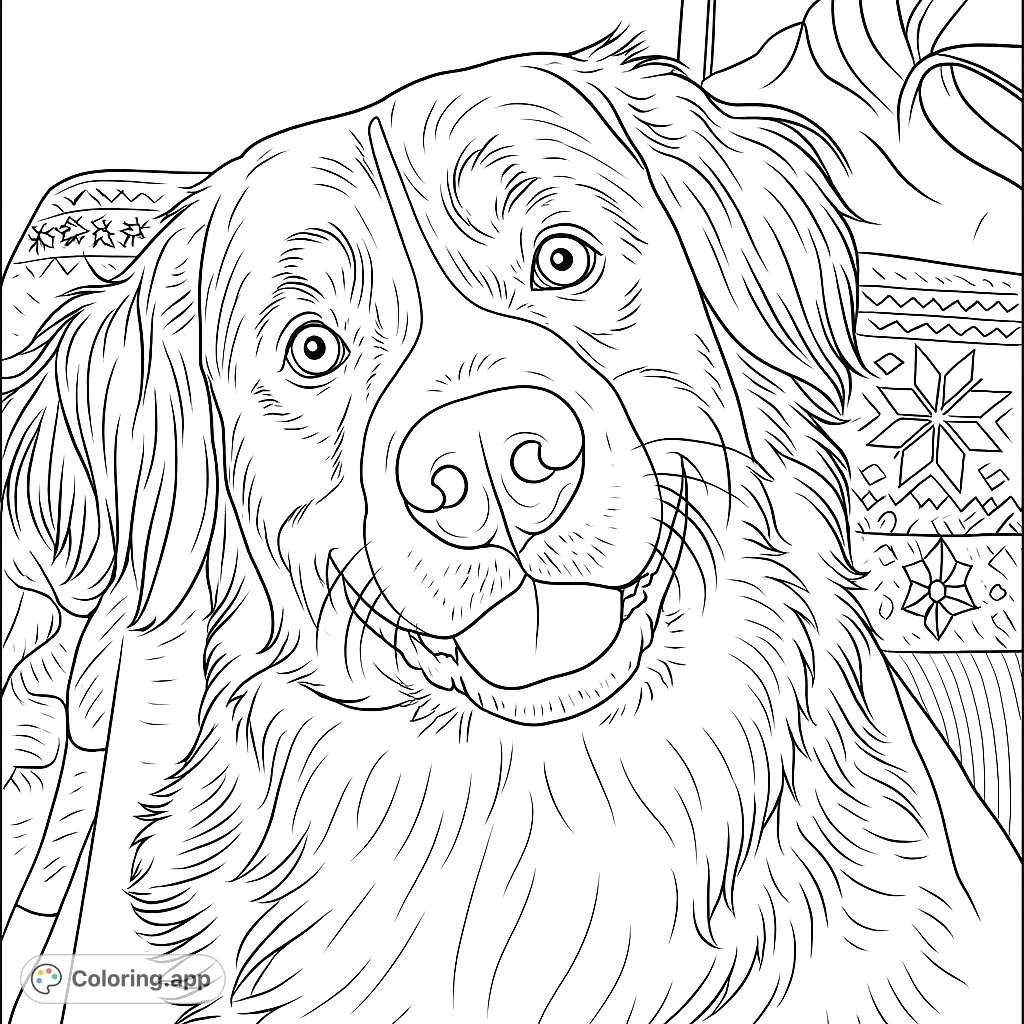 An adorable Bernese Mountain Dog portrait with a happy, inviting expression, perfect for dog lovers and animal enthusiasts to color.