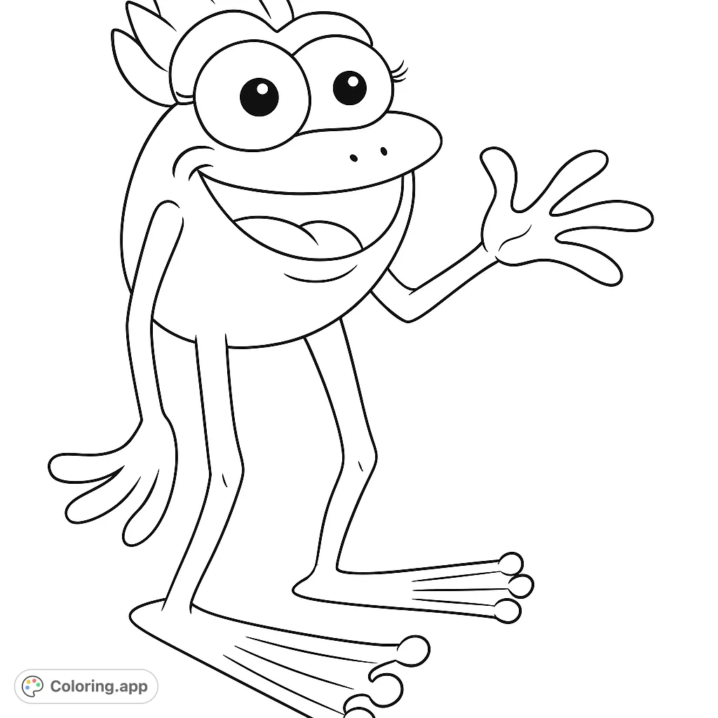 A simple, realistic frog standing upright, perfect for a calming and engaging coloring experience. Explore nature's beauty.
