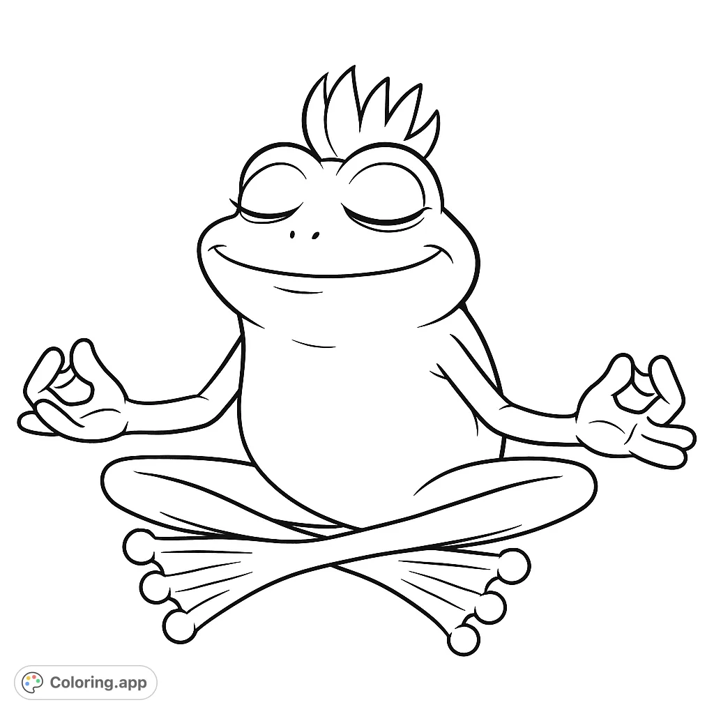 Find your calm with this adorable meditating frog coloring page. A simple, peaceful design perfect for relaxation and mindfulness.