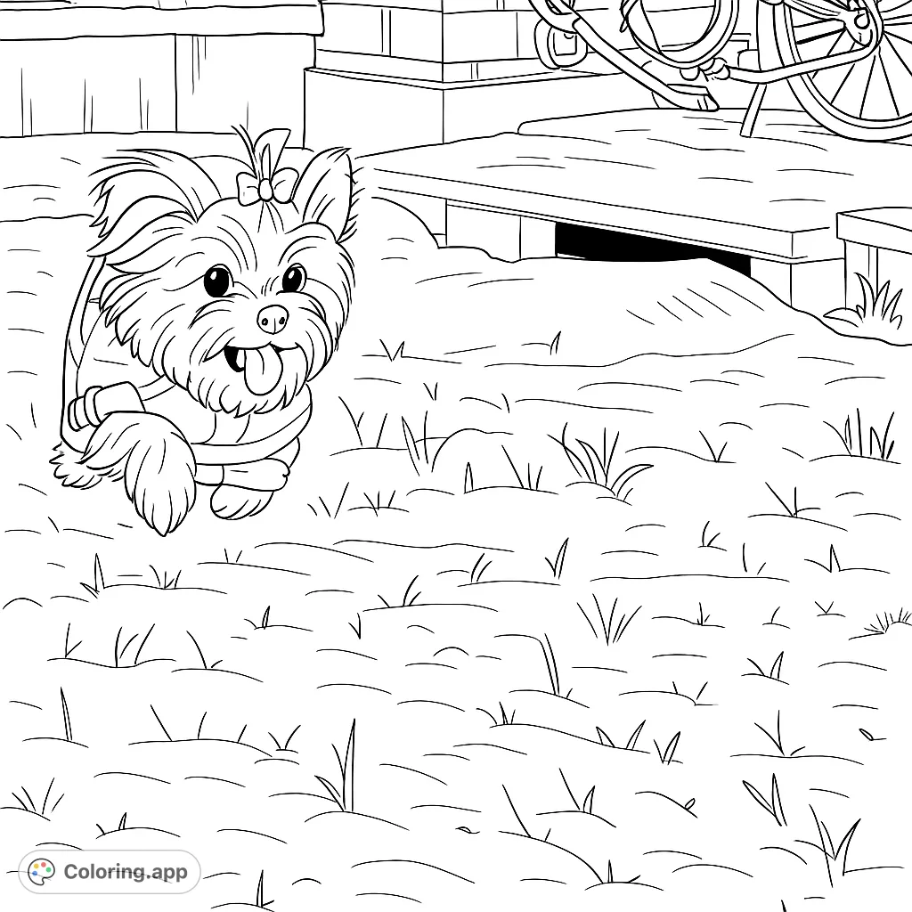 A cute puppy joyfully leaps through fresh snow, tongue out, wearing a cozy sweater. Perfect for winter fun and pet lovers!