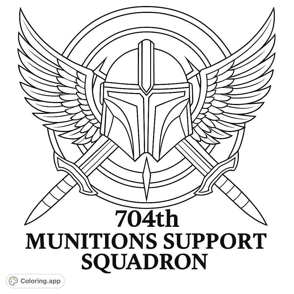 A powerful emblem featuring a stylized helmet, majestic wings, and crossed swords, set against a circular background. Perfect for fans of sci-fi and military themes.