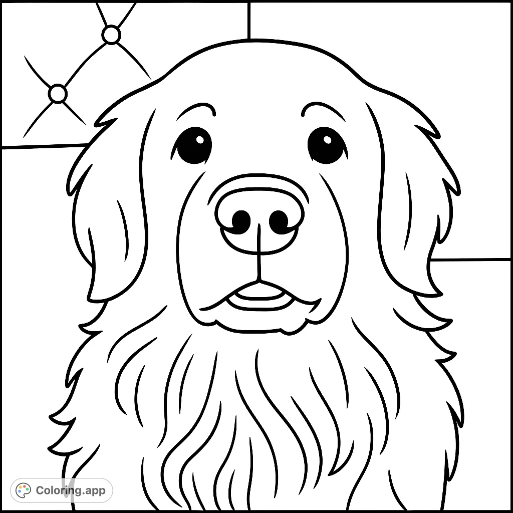 A charming Golden Retriever coloring page, perfect for dog lovers. Features a friendly canine with a sweet expression, ready for your creative touch.