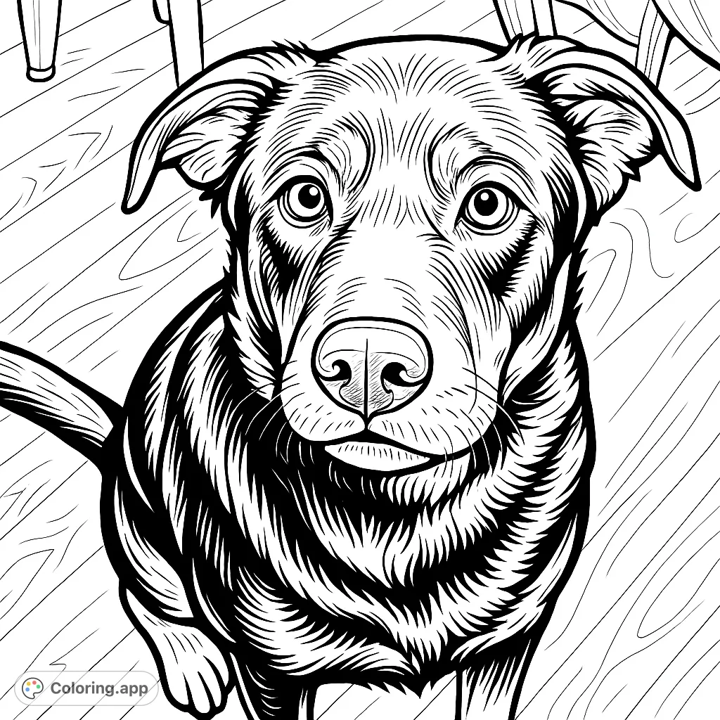 Capture the heartwarming gaze of a loyal canine friend in this detailed dog coloring page. Perfect for pet lovers, featuring a charming portrait with bold outlines.