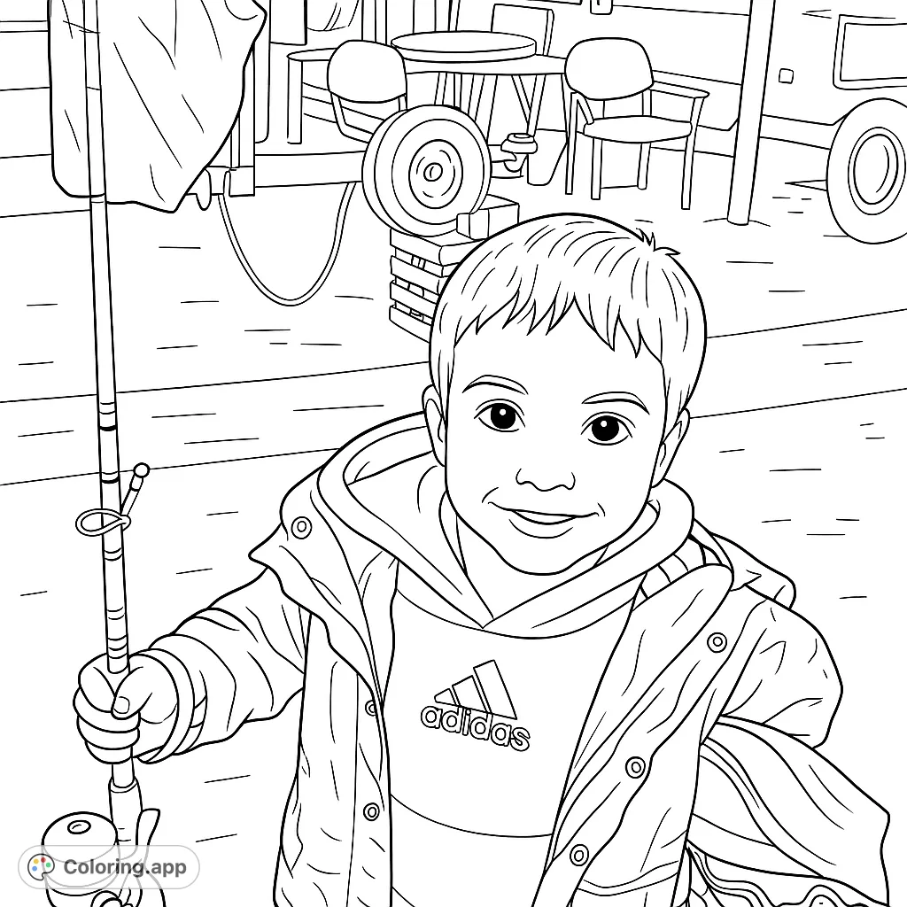 A cheerful child holds a fishing rod, ready for an outdoor adventure. Perfect for young aspiring anglers and nature lovers.