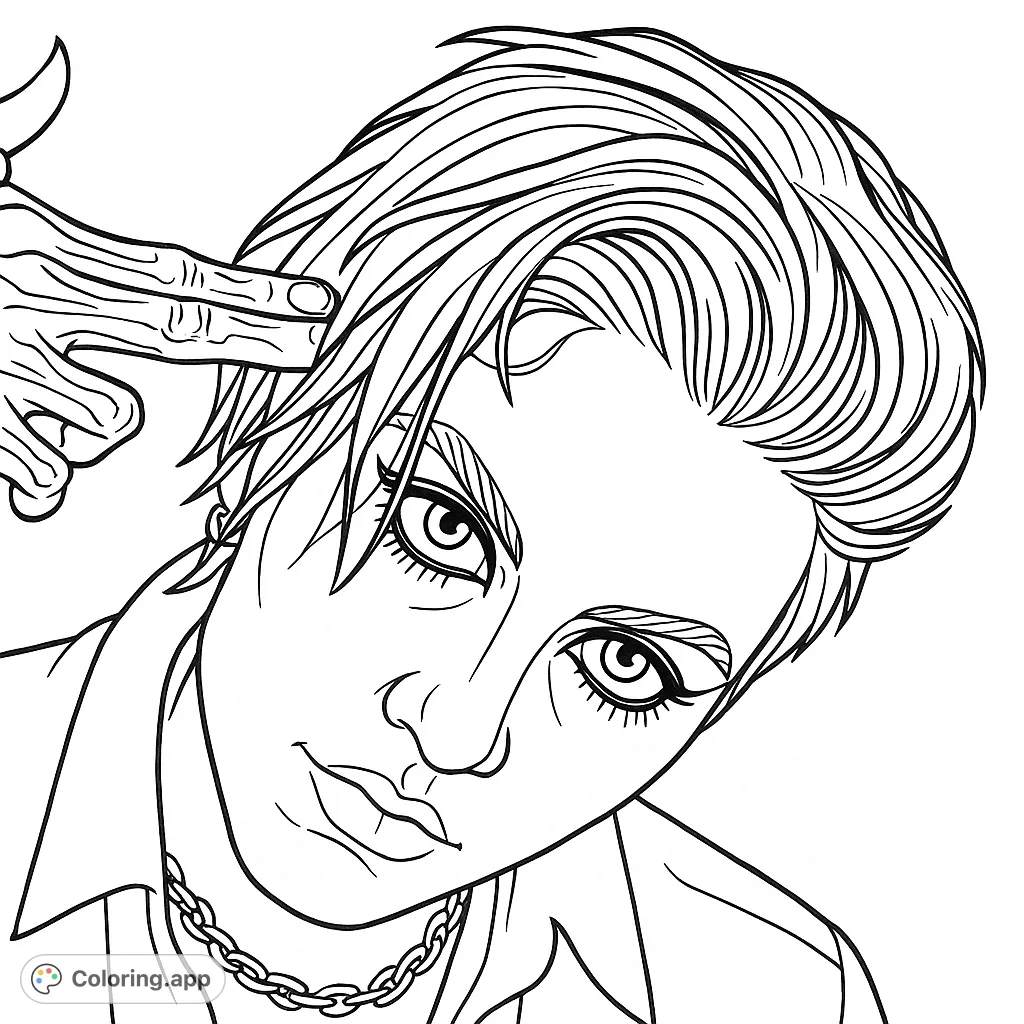 Capture an edgy portrait with a distinctive hairstyle, bold eye makeup, and tattooed hand gesture. A cool, alternative style for creative expression.