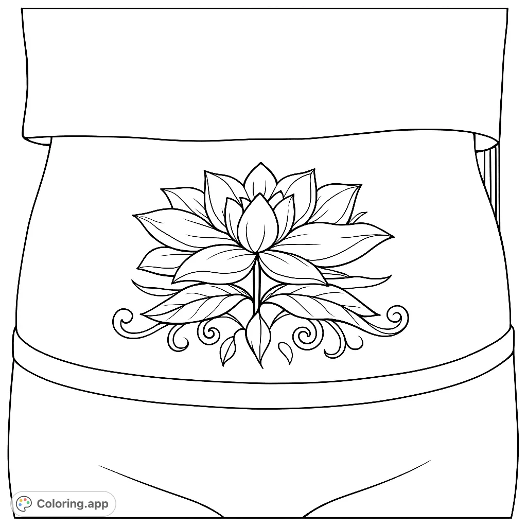 Discover an intricate lotus bloom coloring page, perfect for relaxation and creative expression. Features detailed petals and elegant botanical swirls.